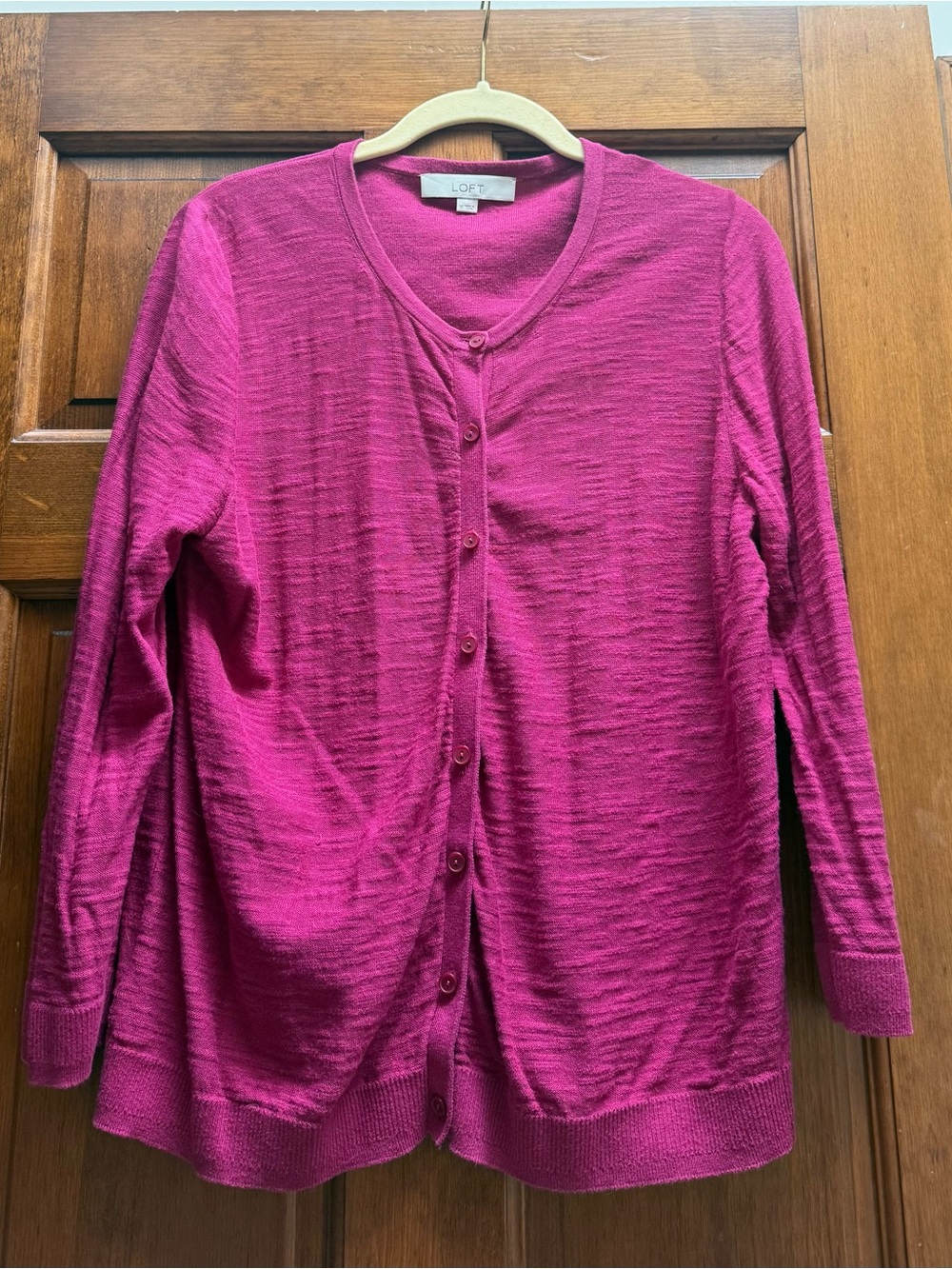 LOFT Women's Bright Fuchsia Button-Up Cardigan